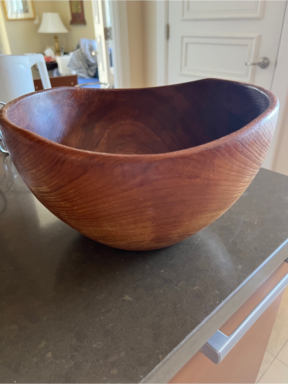 Handcrafted Wooden Serving Bowl in Rich Brown